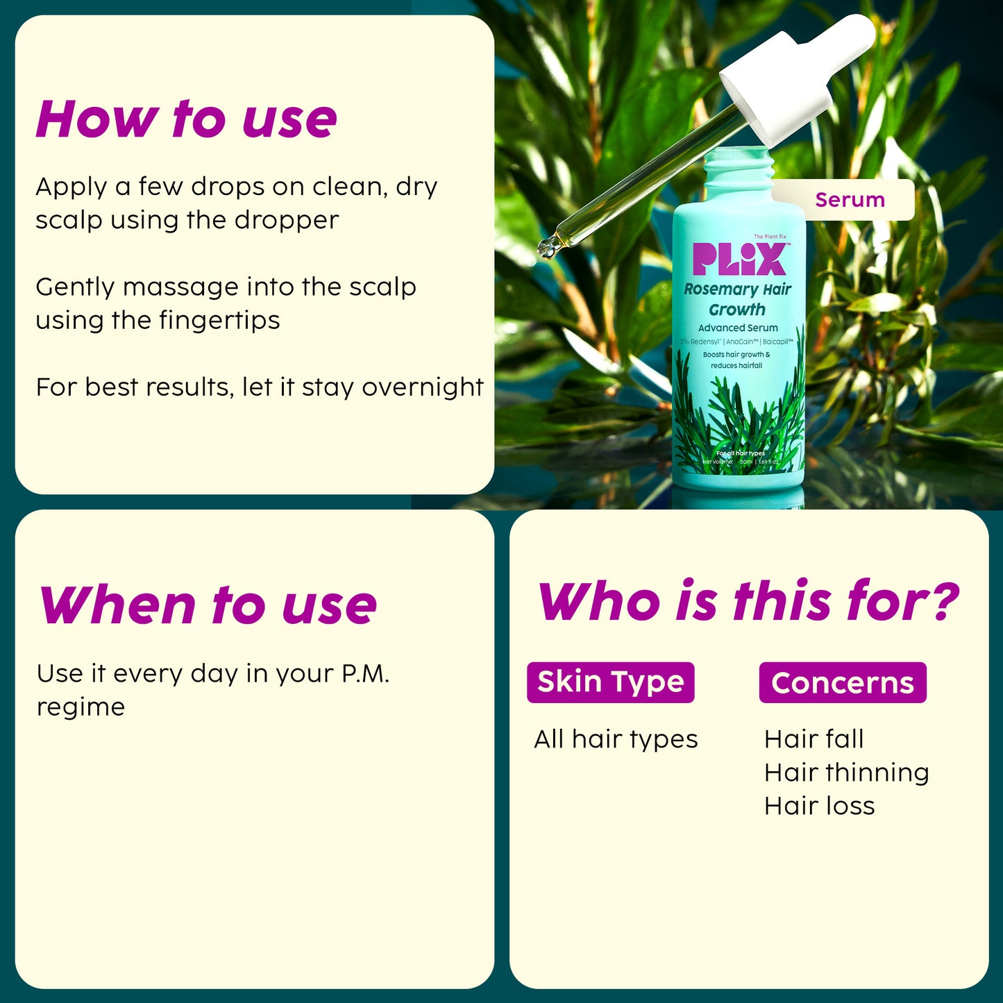 Rosemary Advanced Hair Growth Serum, Shampoo & Conditioner- Combo Pack Variant